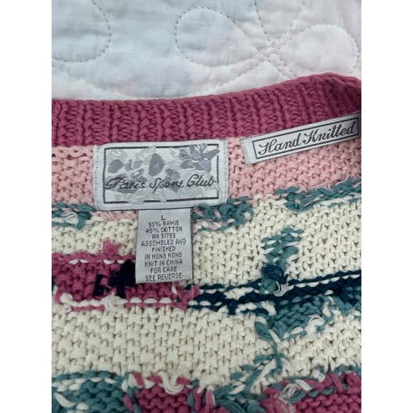 Vintage pink floral / hearts button sweater Large - Picture 3 of 7